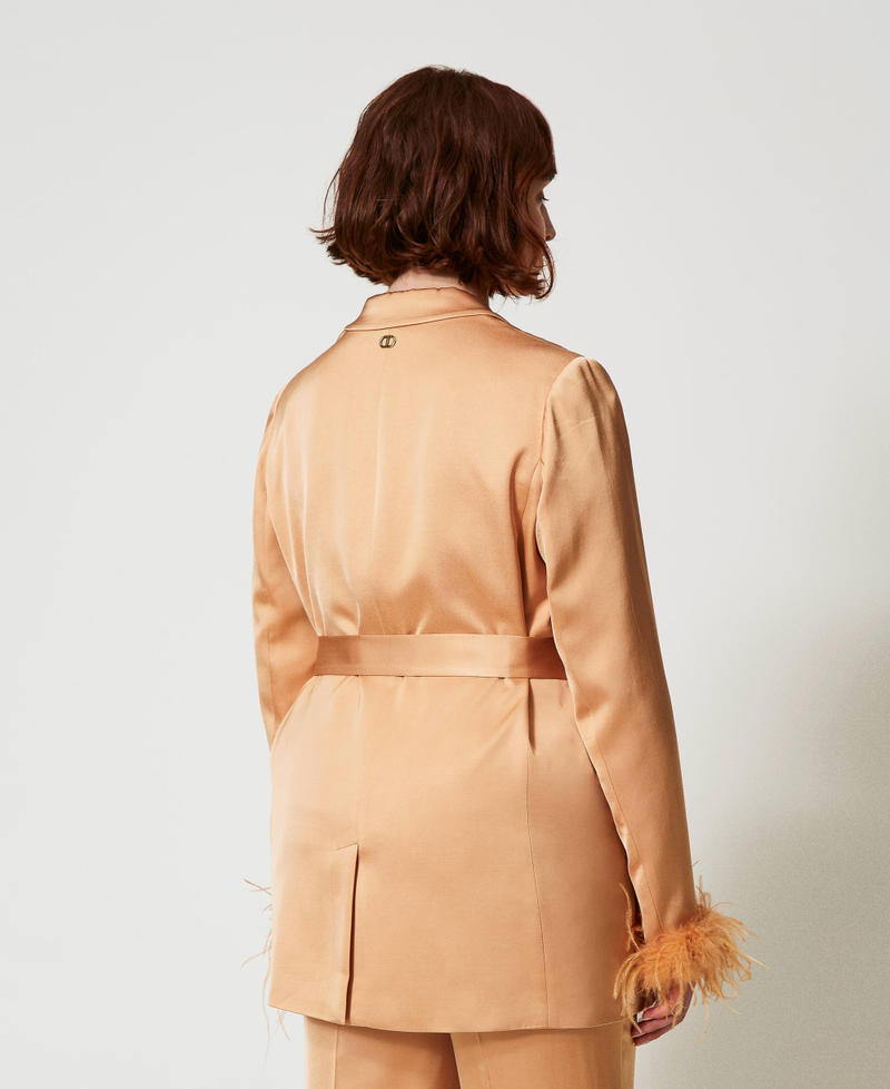 Scee By Twin Set Giacca Blazer In Raso Con Piume