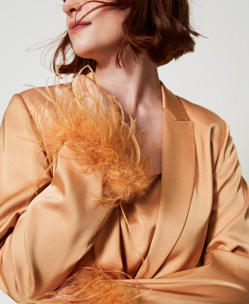 Scee By Twin Set Giacca Blazer In Raso Con Piume