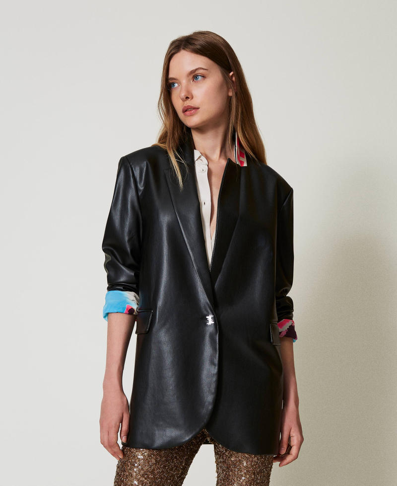 Scee By Twin Set Giacca Blazer MYFO Effetto Pelle