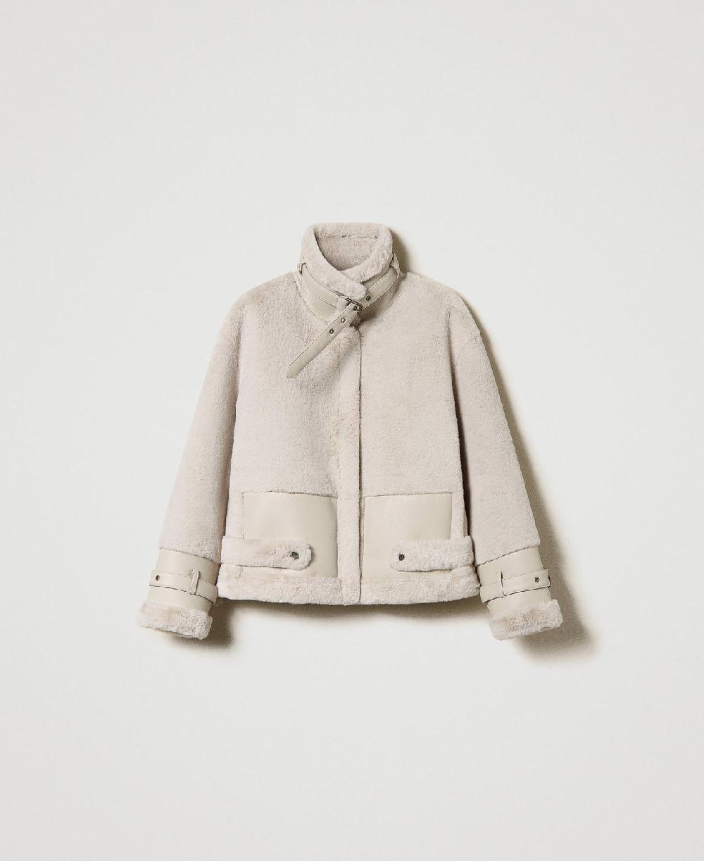 Scee by twin set Giacca in faux fur con cinturini