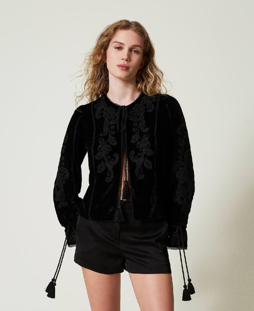 Scee By Twin Set Giacca In Velluto Con Ricamo