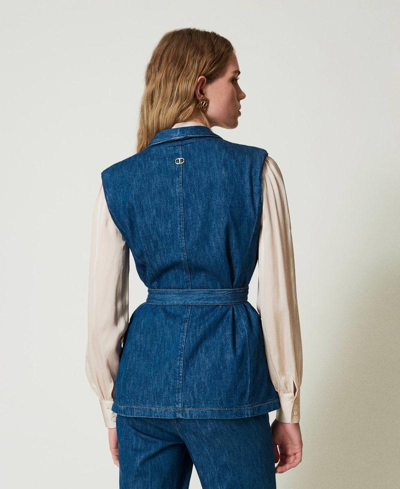 Scee By Twin Set Gilet In Jeans Con Cintura