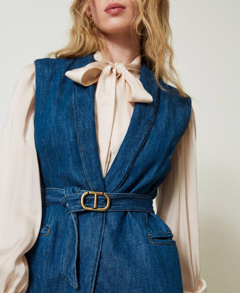 Scee By Twin Set Gilet In Jeans Con Cintura