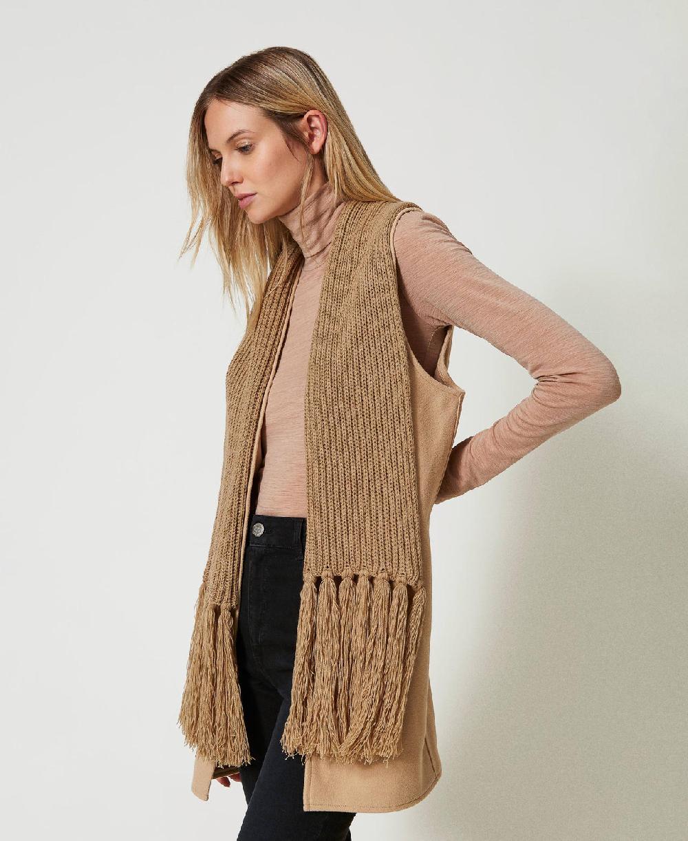 Scee By Twin Set Gilet In Panno Con Frange