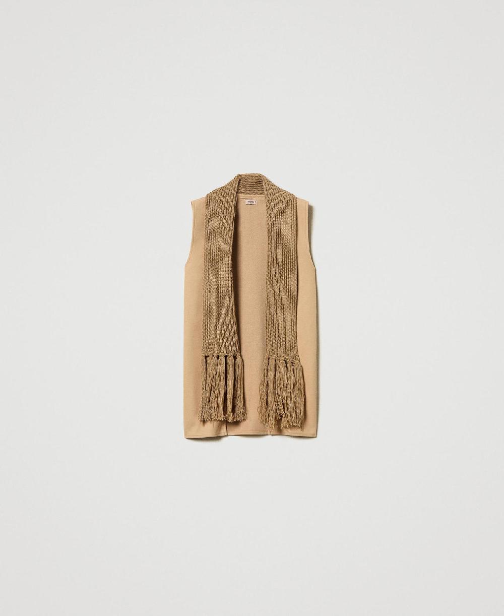 Scee by twin set Gilet in panno con frange