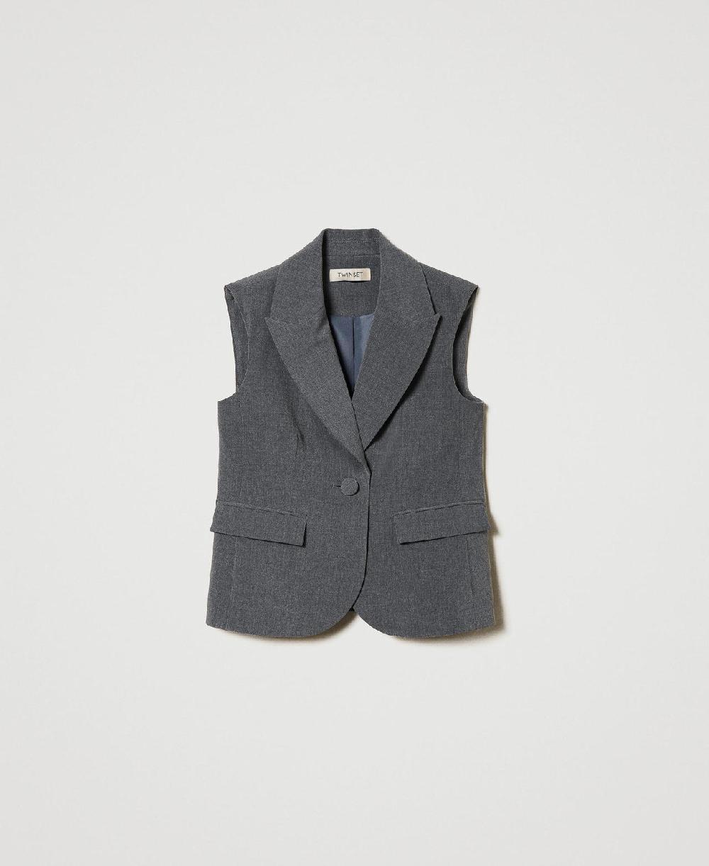 Scee by twin set Gilet monopetto in flanella