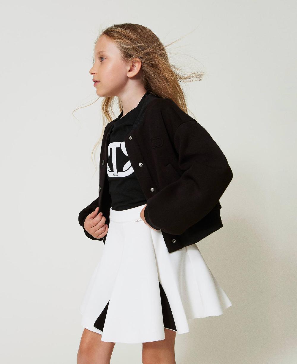 Scee By Twin Set Gonna In Tessuto Scuba Bicolore