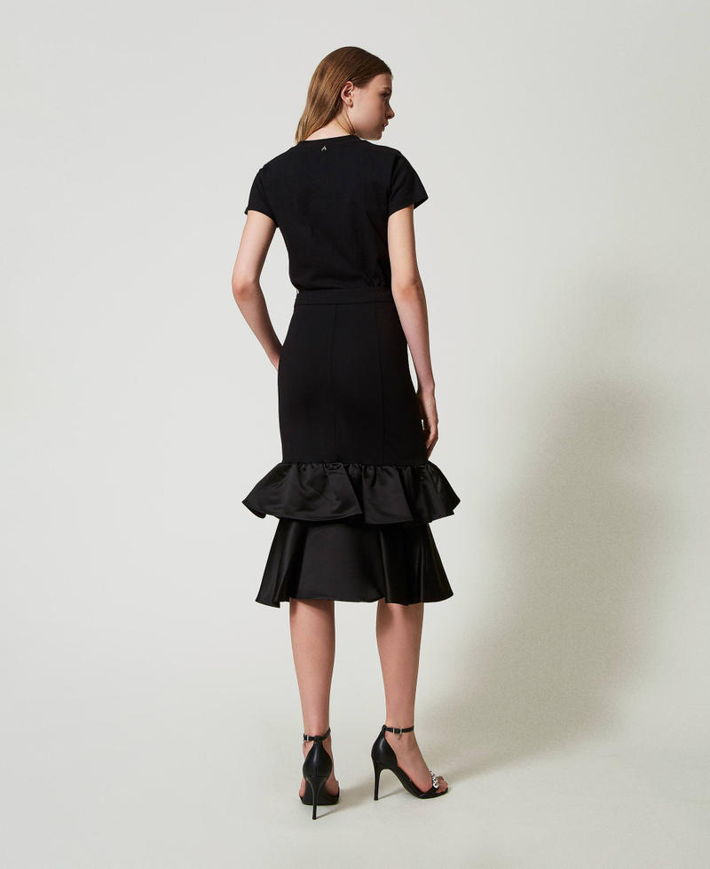 Scee By Twin Set Gonna Longuette Con Balze In Raso