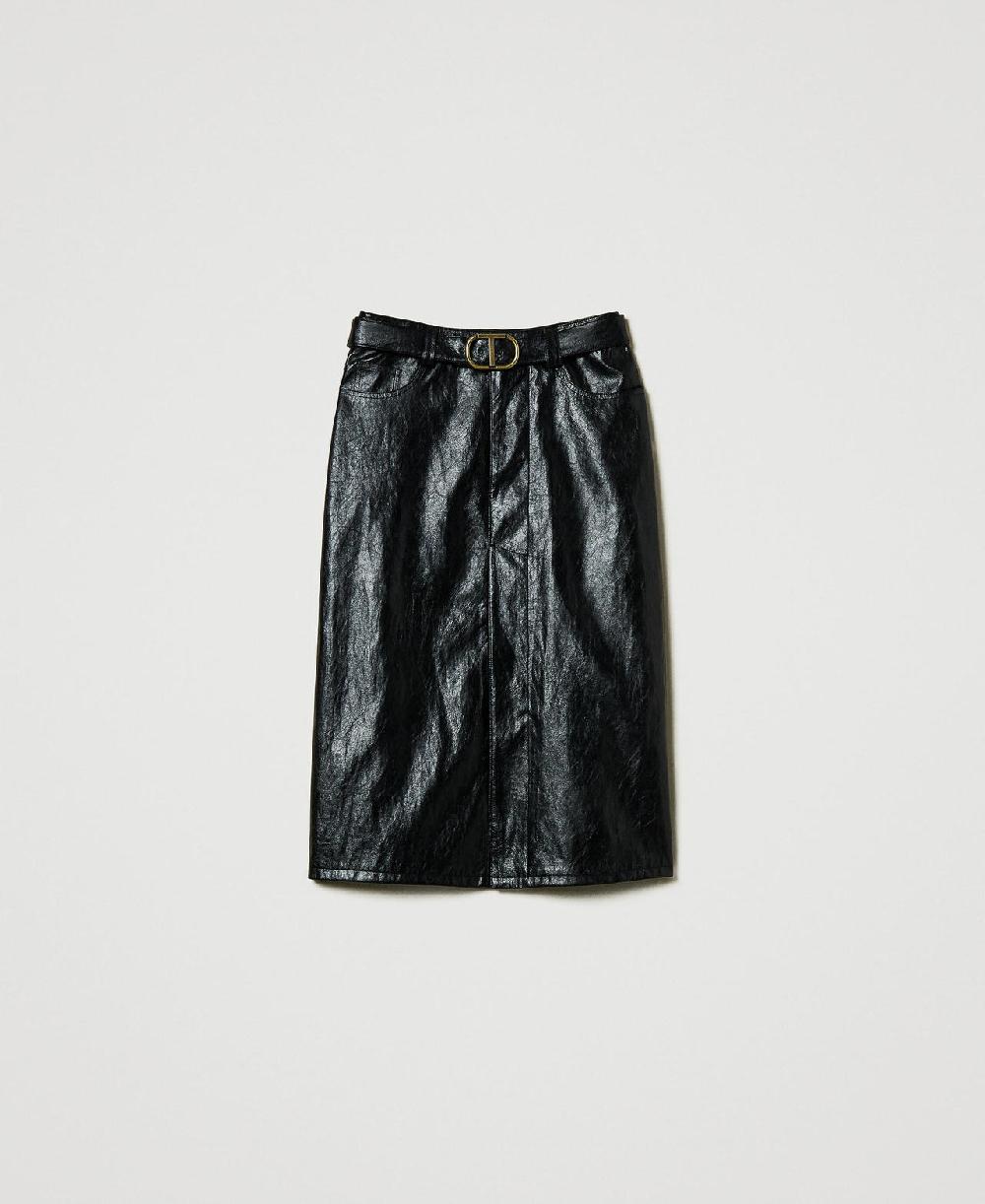 Scee by twin set Gonna longuette effetto pelle