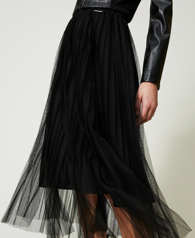 Scee By Twin Set Gonna Longuette In Tulle Plissé