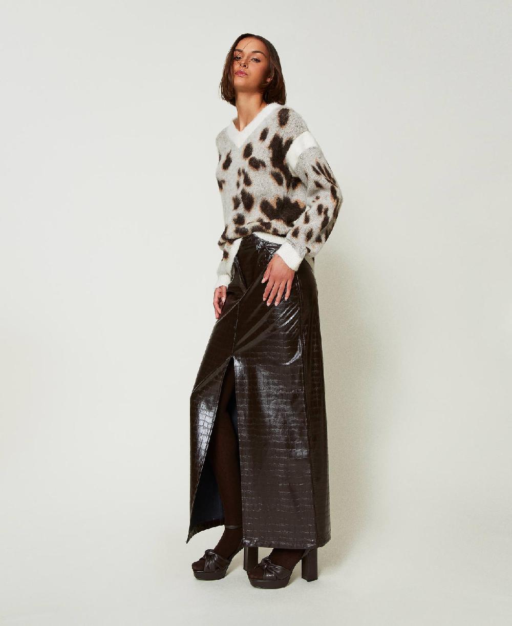 Scee By Twin Set Gonna Lunga Con Stampa Animalier