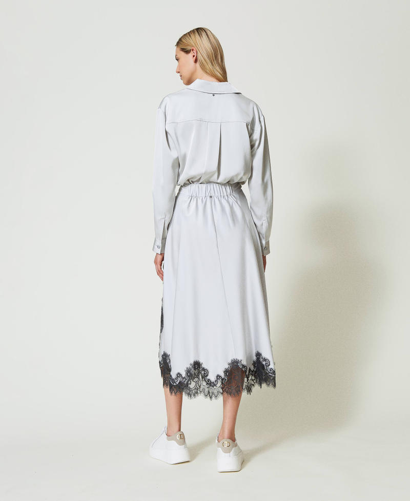 Scee By Twin Set Gonna Lunga In Raso E Pizzo