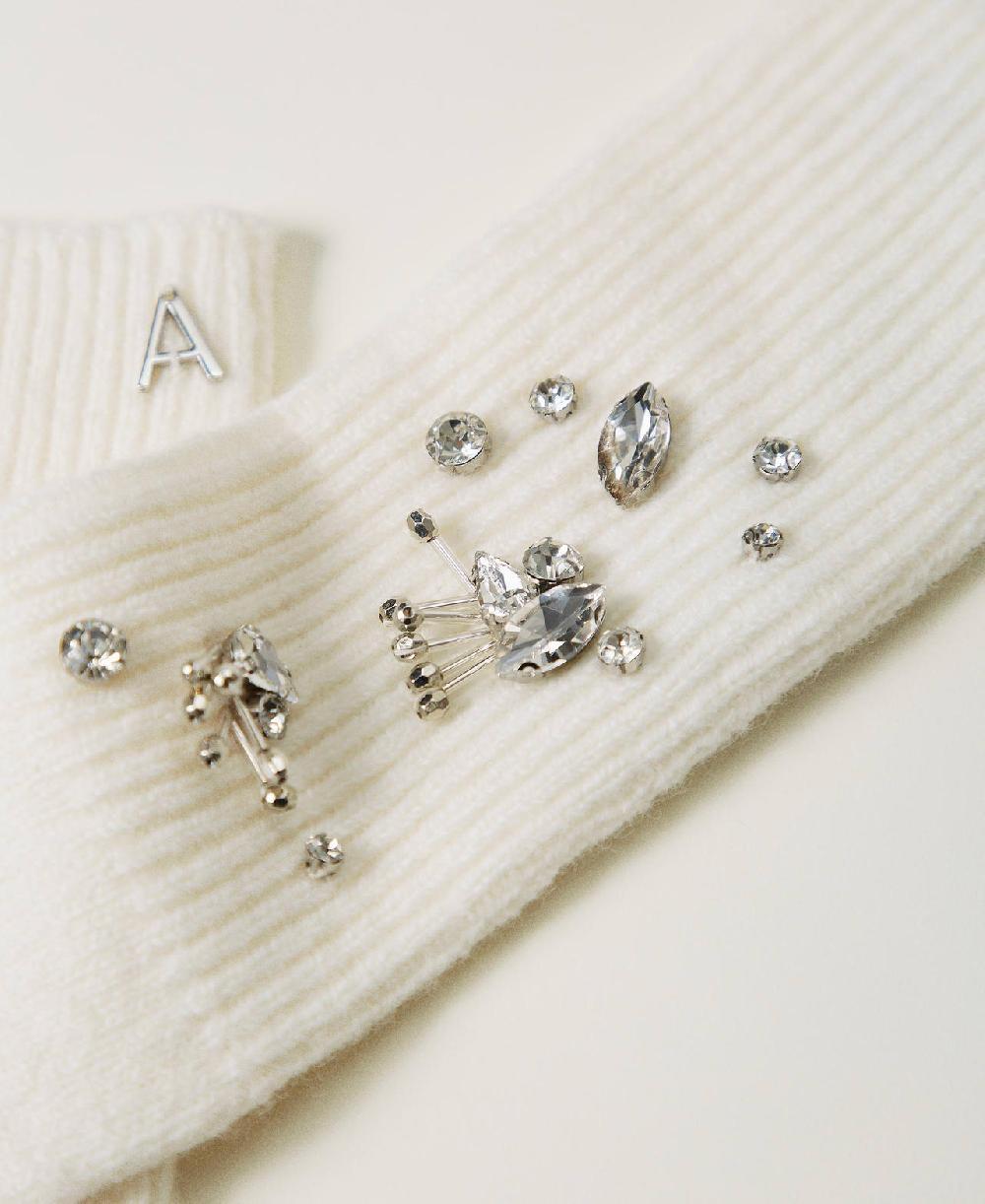 Scee By Twin Set Guanti In Maglia Con Ricami