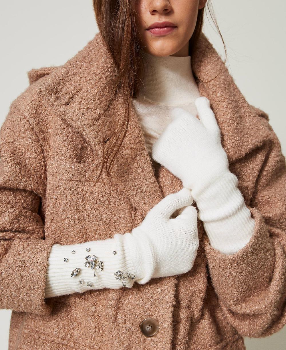 Scee by twin set Guanti in maglia con ricami