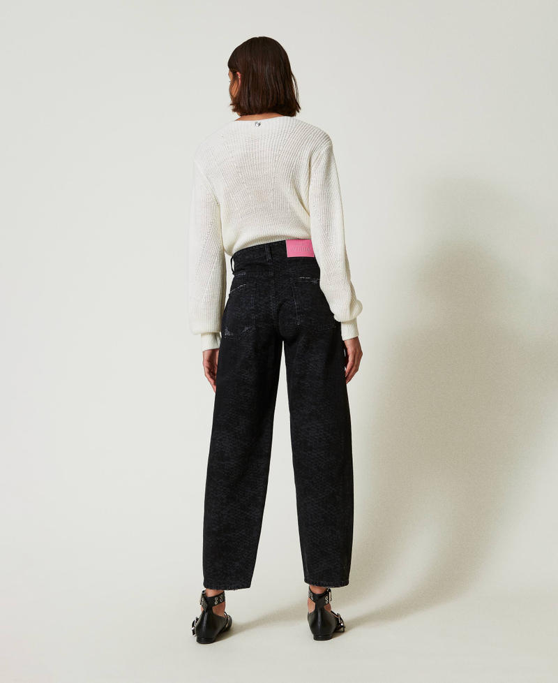 Scee By Twin Set Jeans Barrel Fit Con Stampa Snake