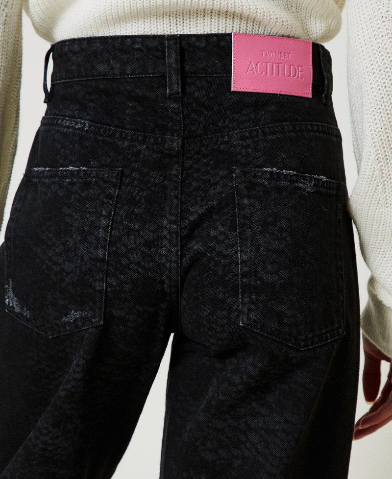 Scee By Twin Set Jeans Barrel Fit Con Stampa Snake