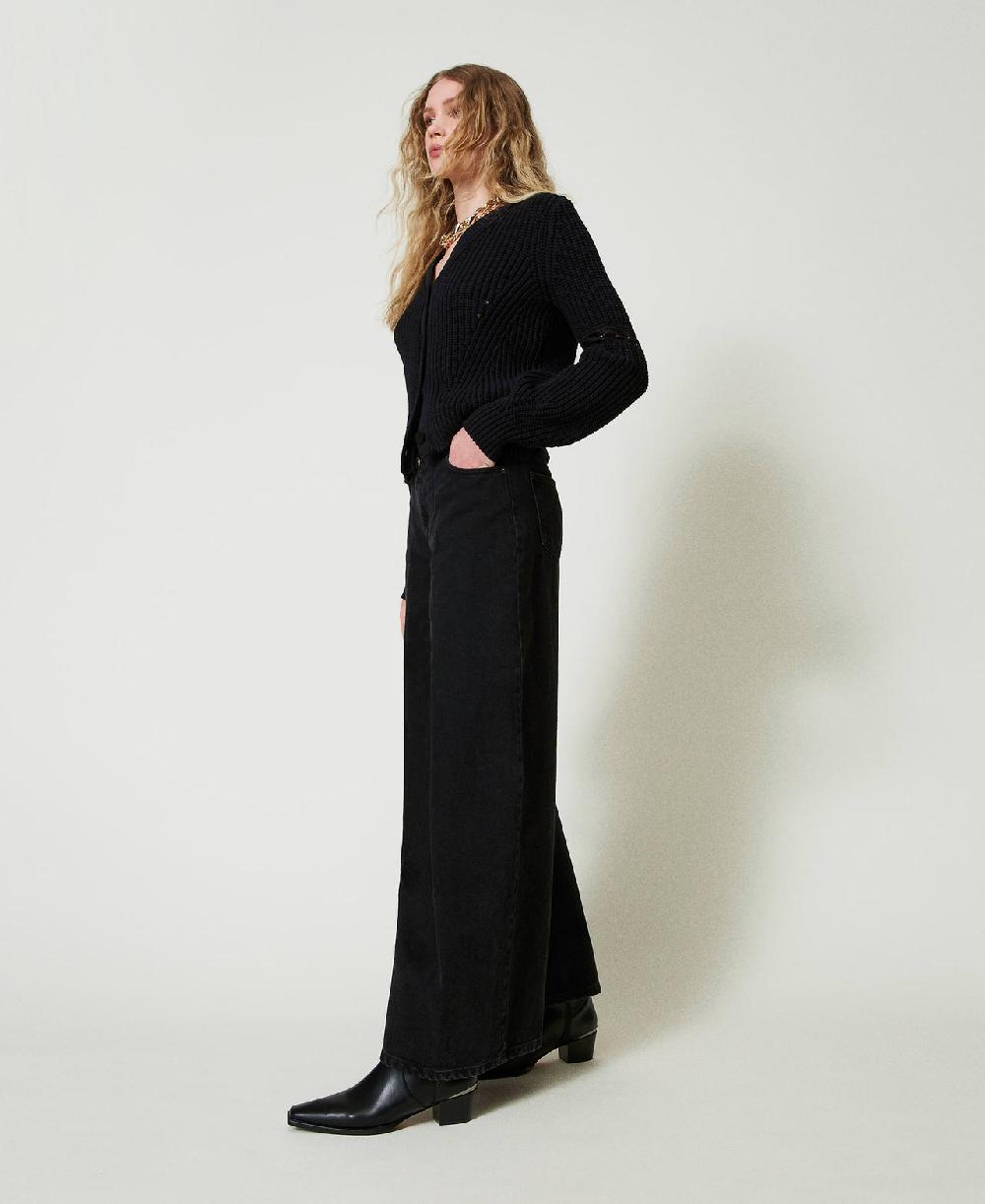 Scee By Twin Set Jeans Cropped Con Doppi Bottoni