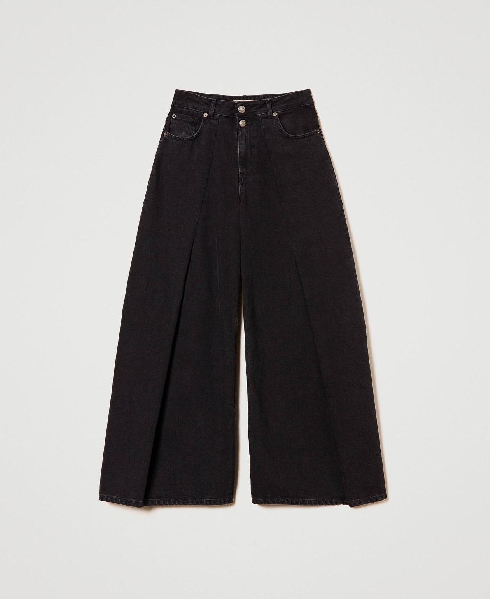 Scee by twin set Jeans cropped con doppi bottoni