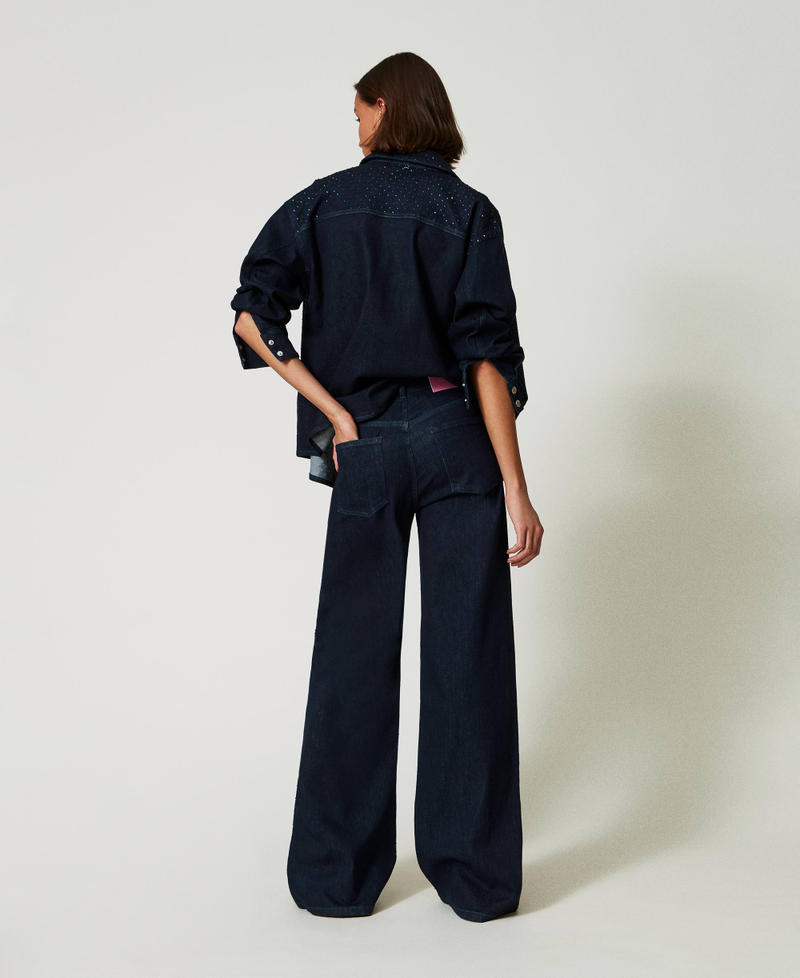 Scee By Twin Set Jeans Wide Leg In Full Strass