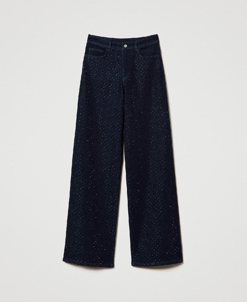 Scee by twin set Jeans wide leg in full strass