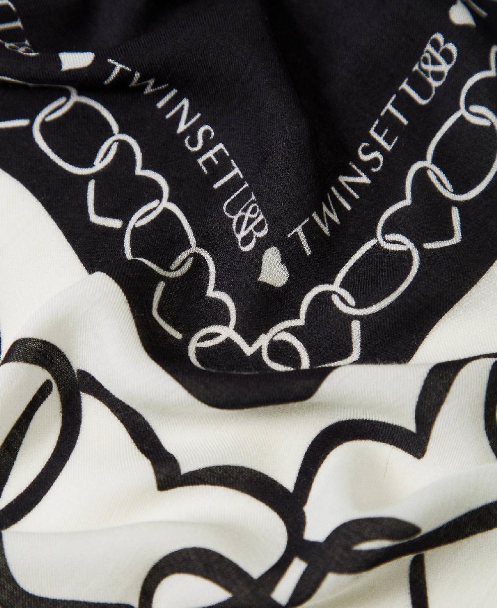 Scee By Twin Set Kefiah Con Stampa A Cuori