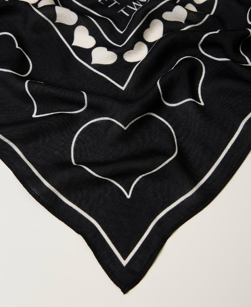 Scee By Twin Set Kefiah Con Stampa Logo E Cuori