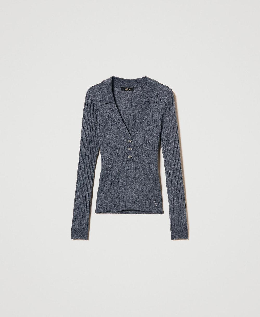 Scee by twin set Maglia a coste con ricamo