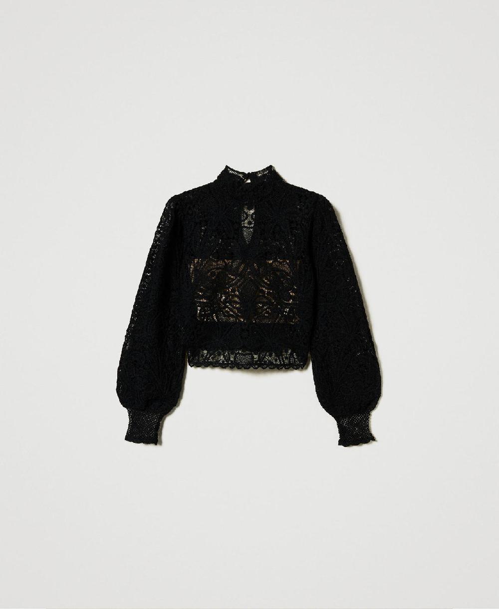 Scee by twin set Maglia boxy in crochet a fiori