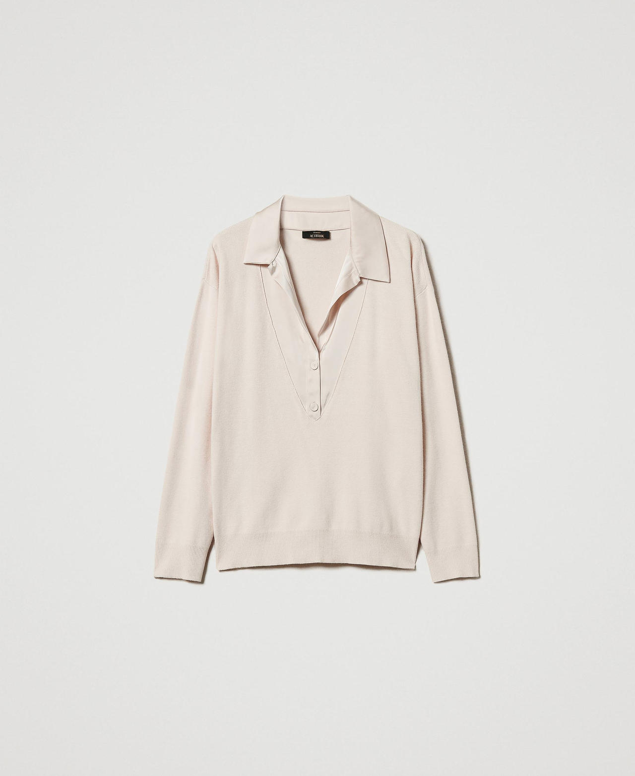 Scee by twin set Maglia con colletto in raso