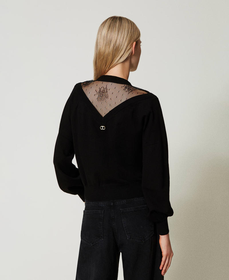 Scee By Twin Set Maglia Con Pizzo E Fiocco