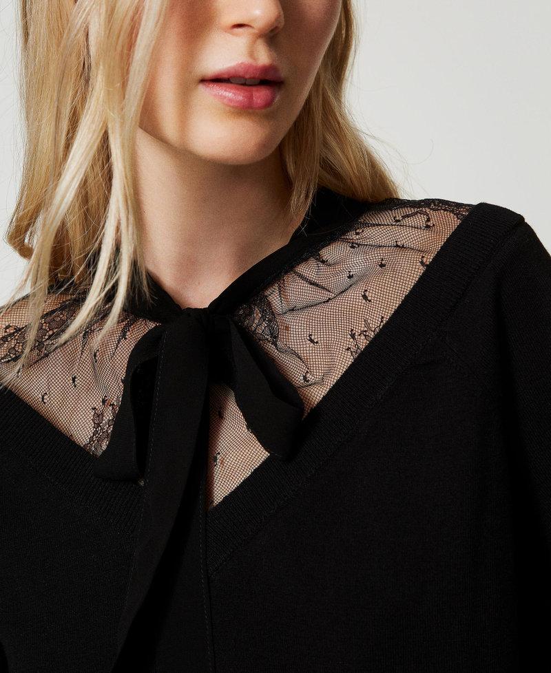 Scee By Twin Set Maglia Con Pizzo E Fiocco