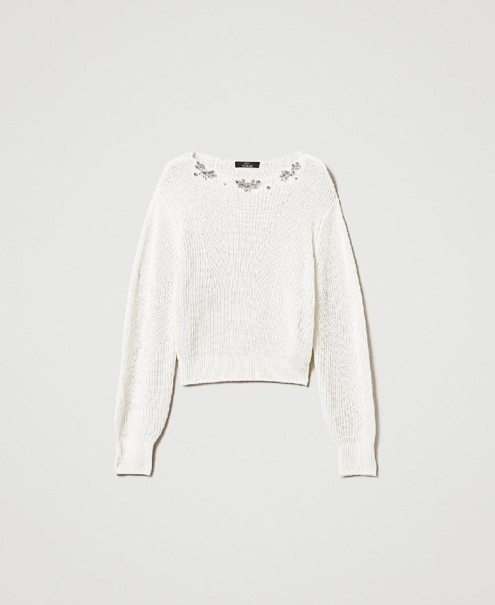 Scee by twin set Maglia con ricami fatti a mano