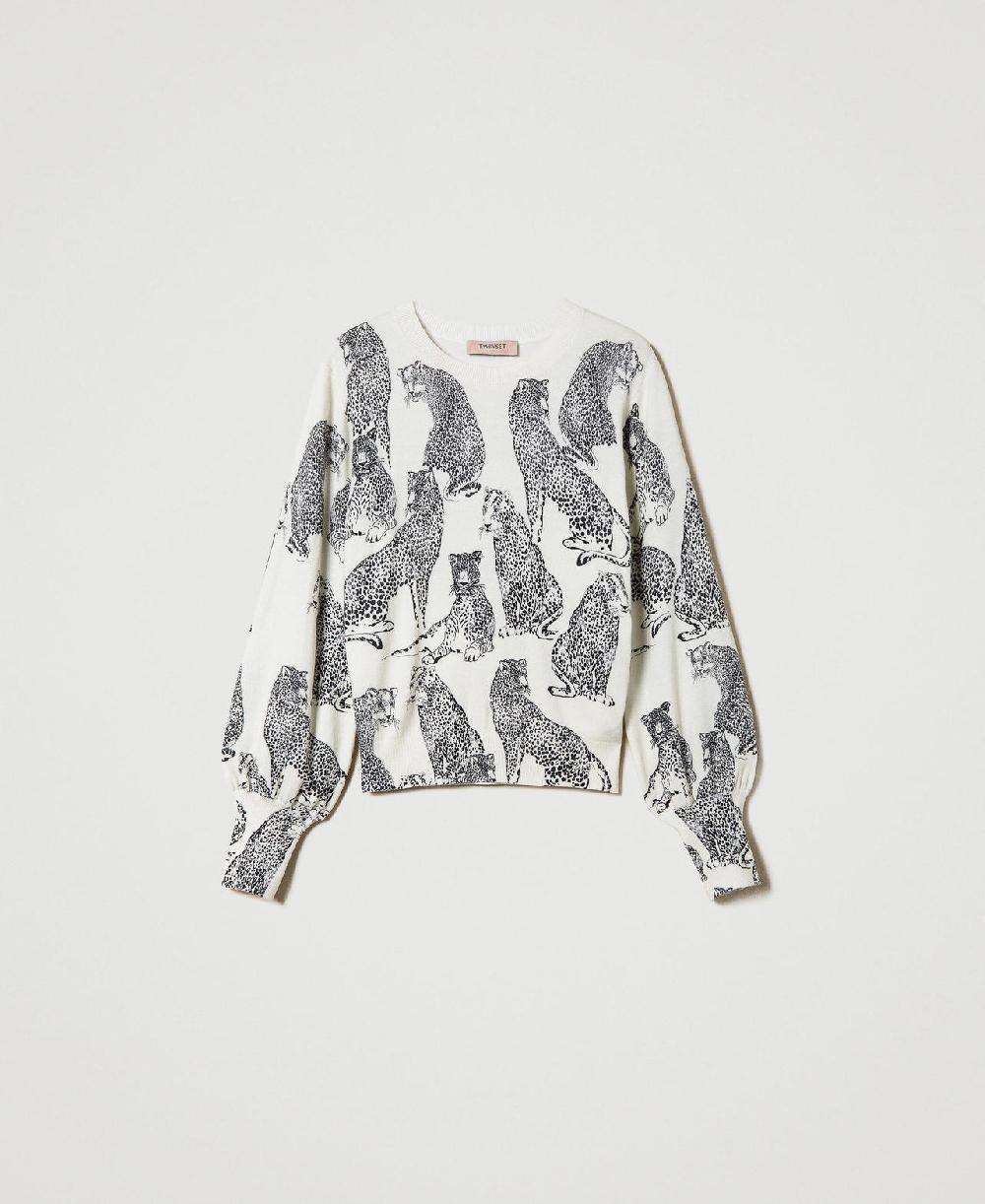 Scee by twin set Maglia con stampa giaguari