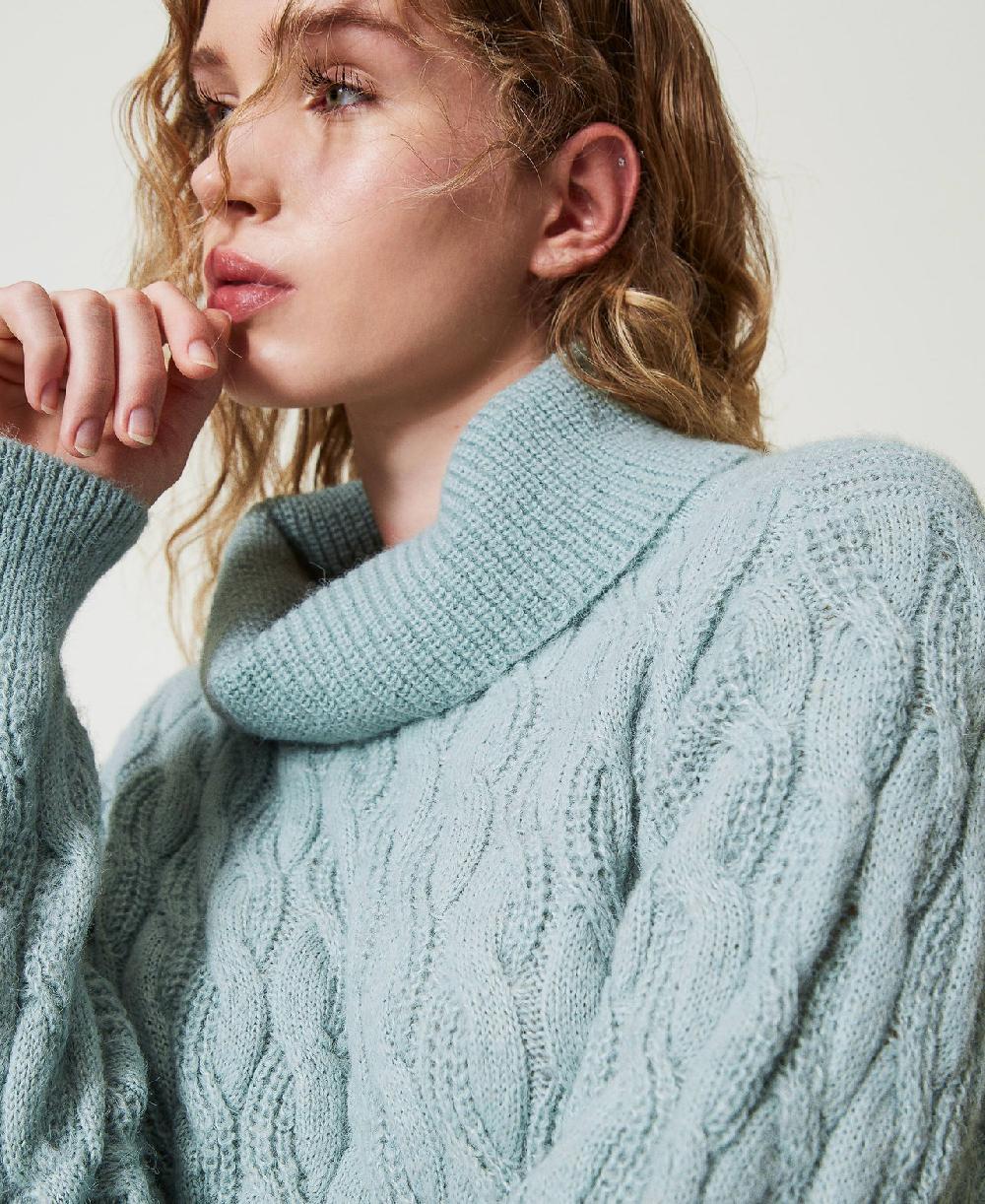 Scee By Twin Set Maglia Con Trecce E Maxi Collo