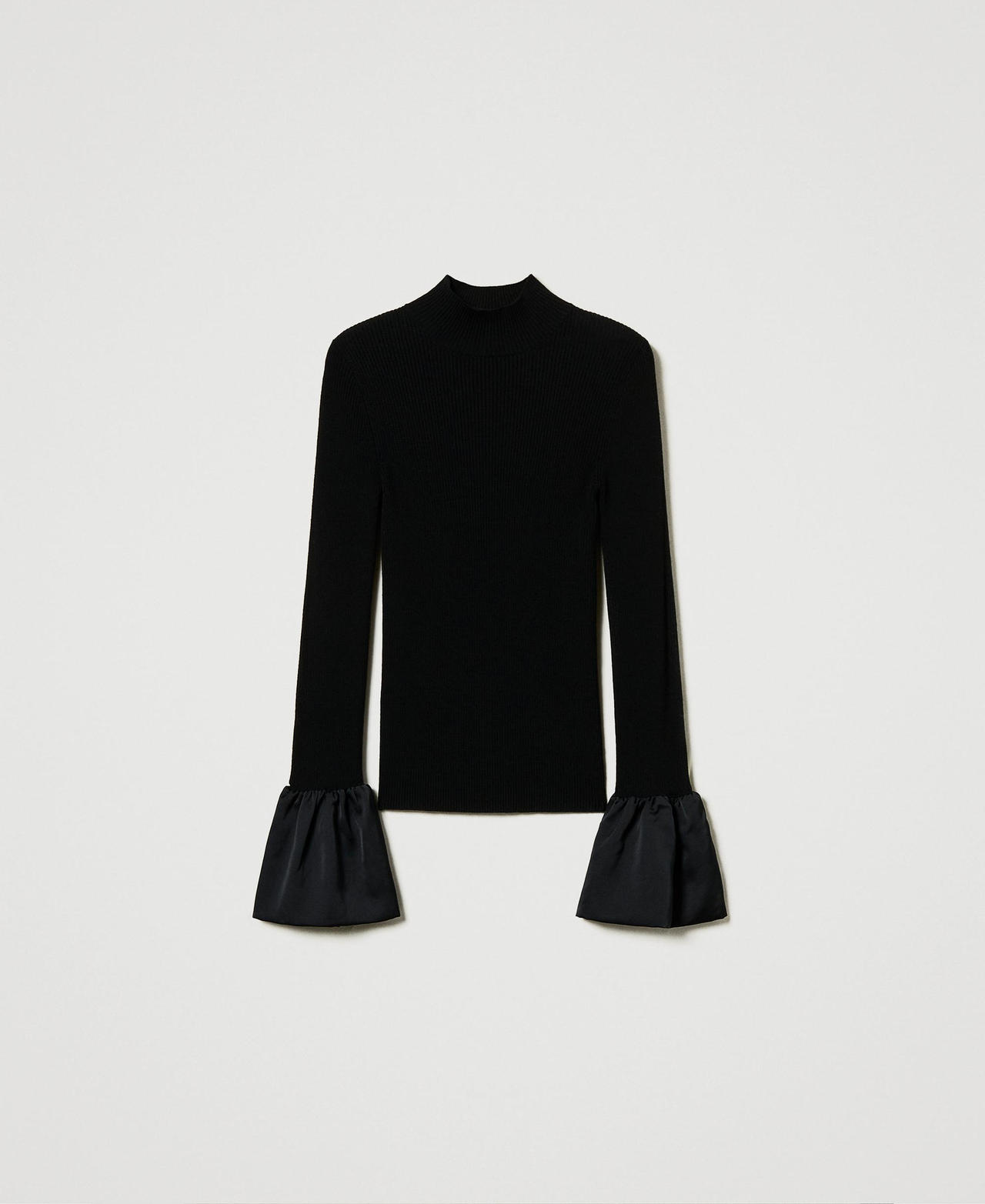 Scee by twin set Maglia fitted con volant in satin