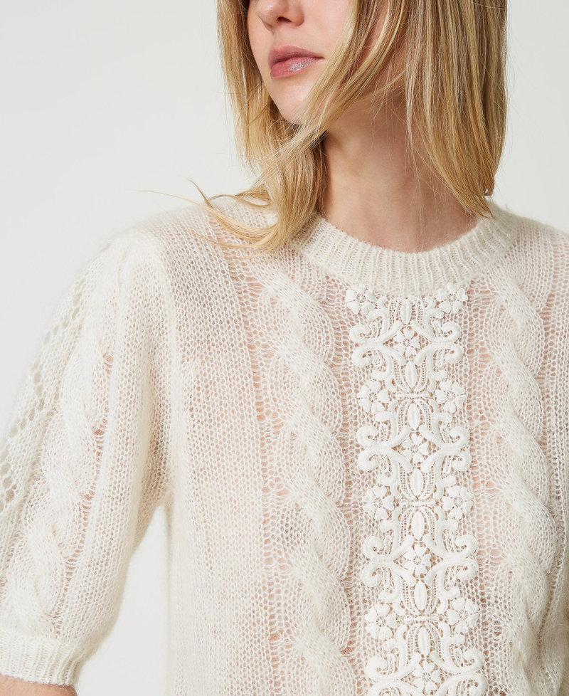 Scee By Twin Set Maglia In Lana E Mohair Con Pizzo