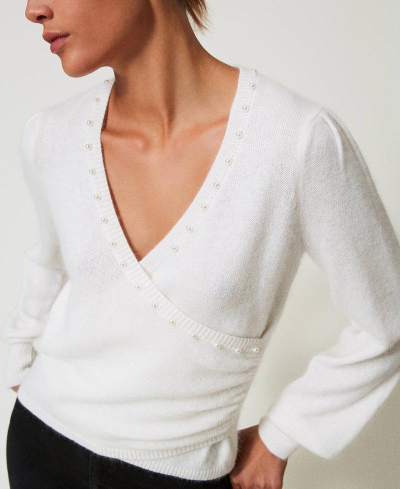 Scee By Twin Set Maglia In Misto Angora Con Perle