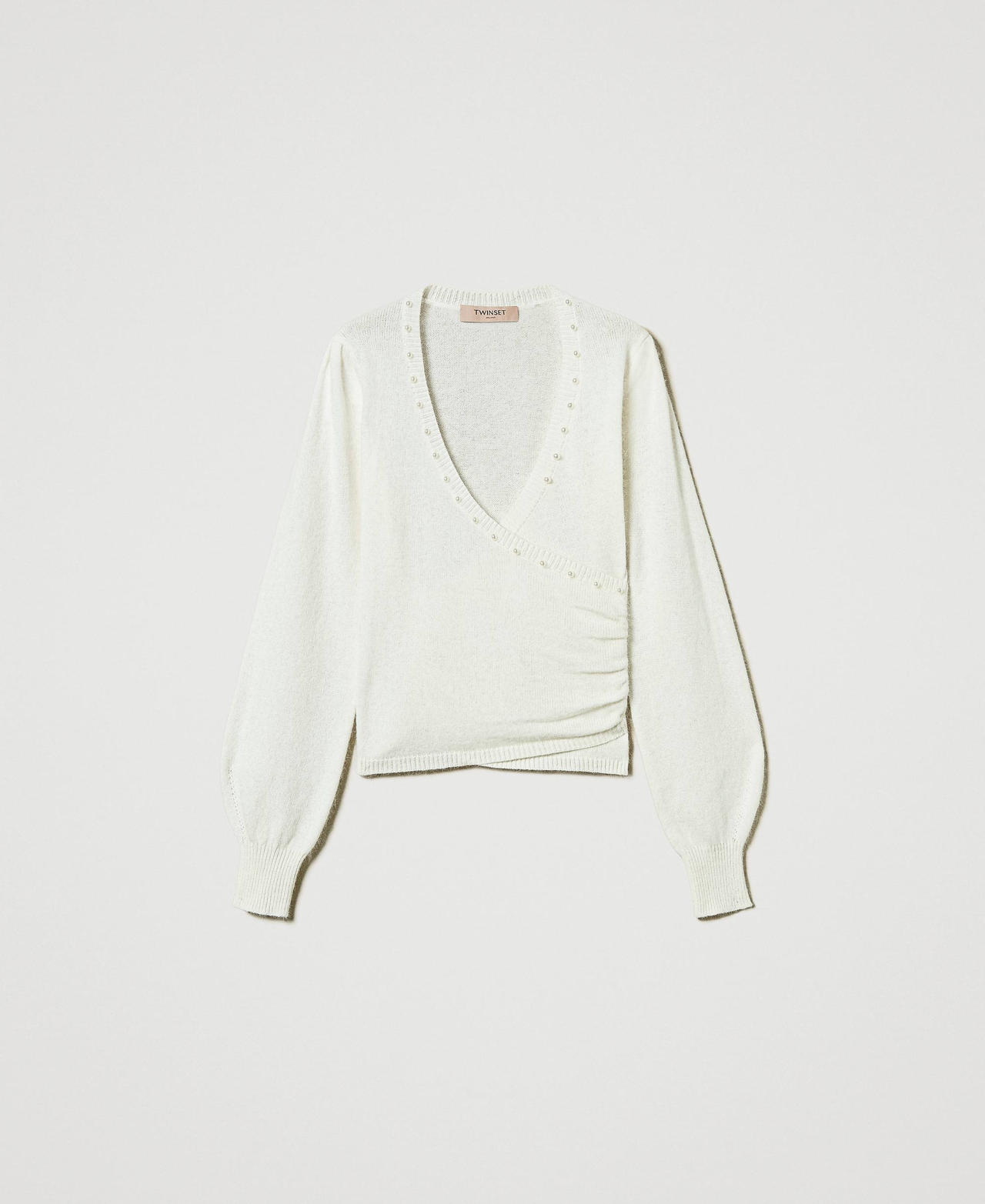 Scee by twin set Maglia in misto angora con perle