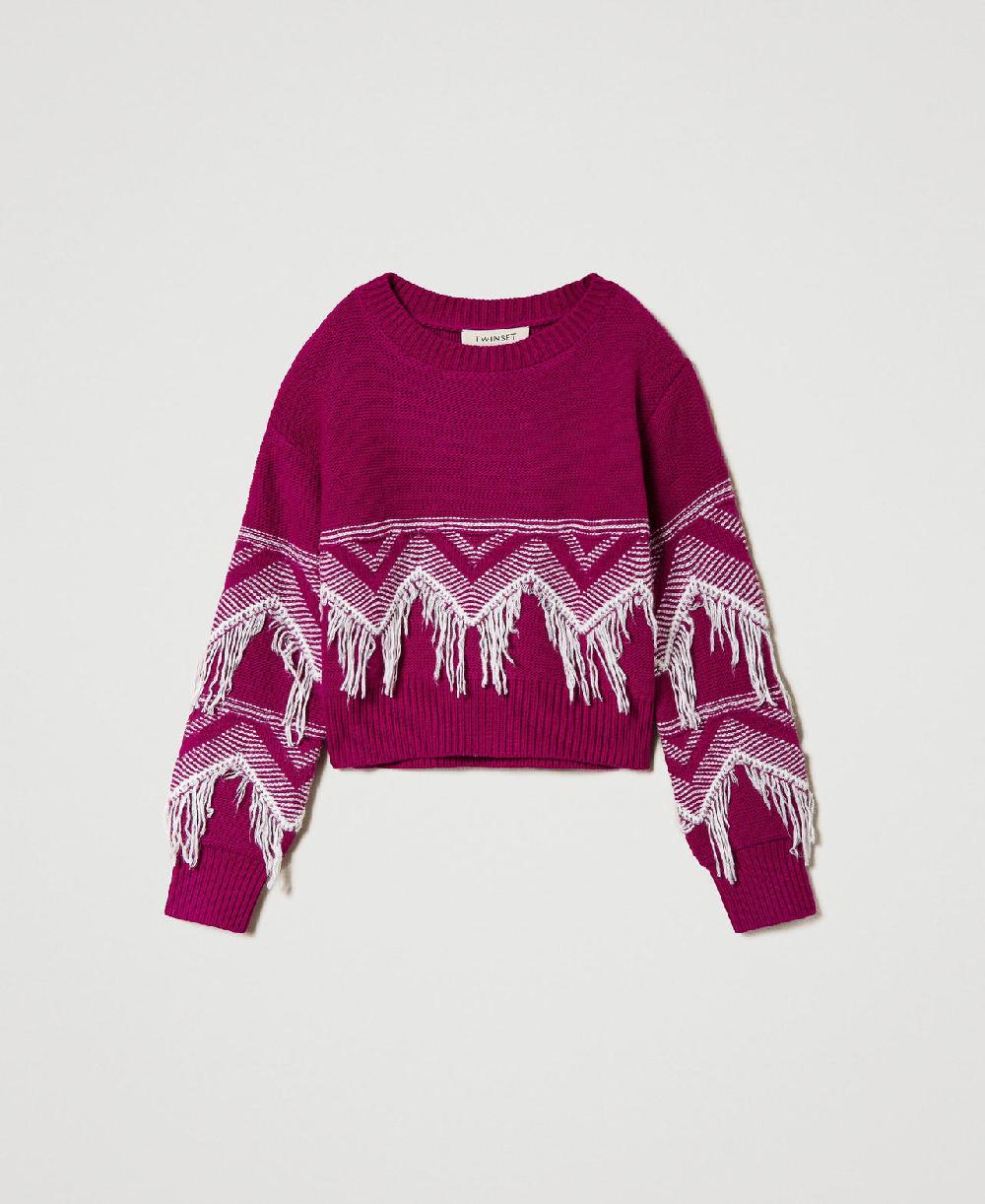 Scee by twin set Maglia in misto lana con frange