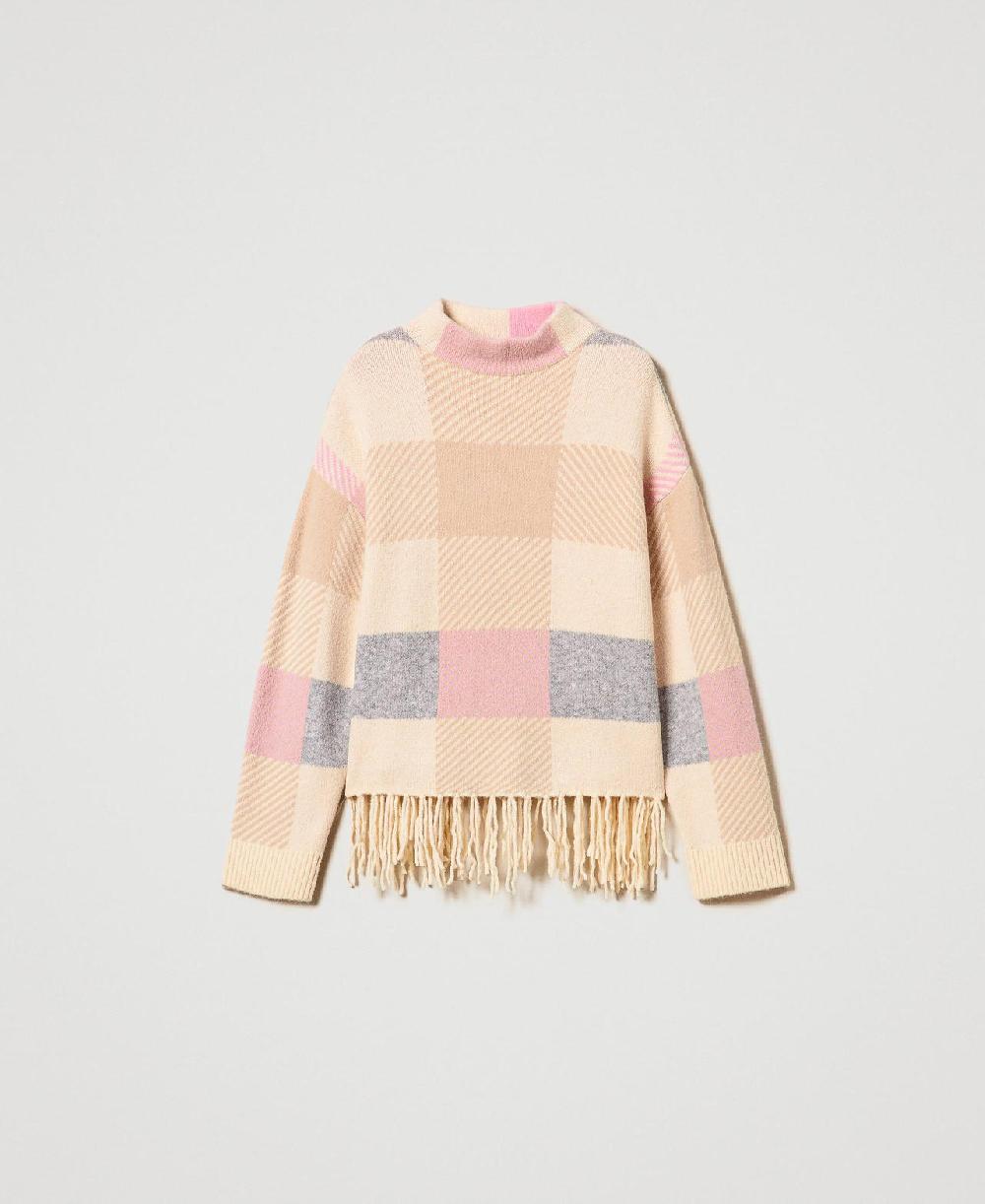 Scee by twin set Maglia jacquard con frange