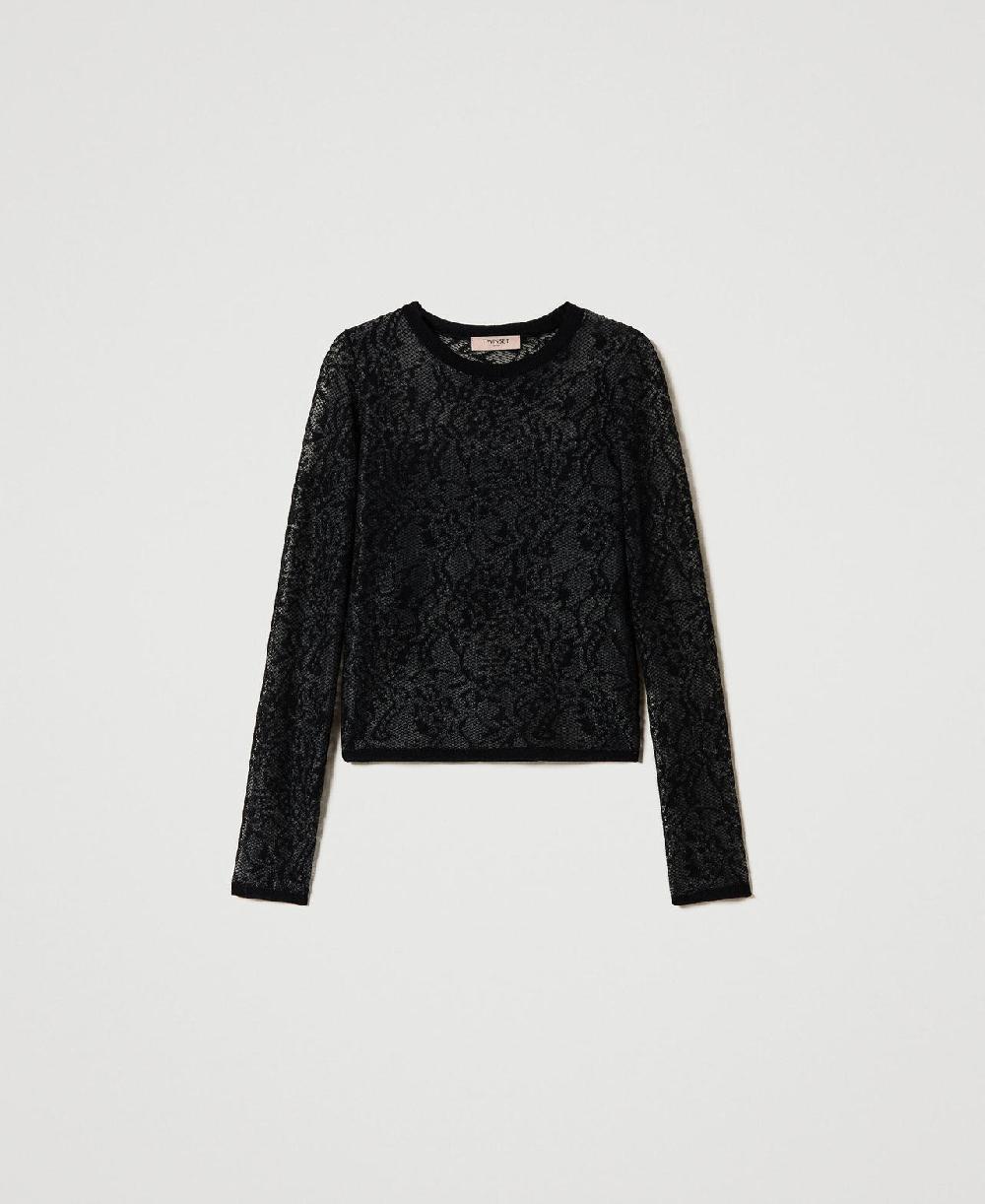 Scee by twin set Maglia jacquard effetto pizzo