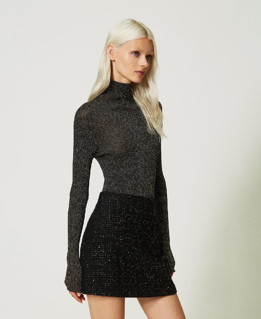 Scee By Twin Set Maglia Lupetto In Lurex A Coste