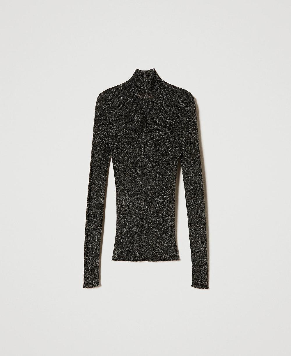 Scee by twin set Maglia lupetto in lurex a coste