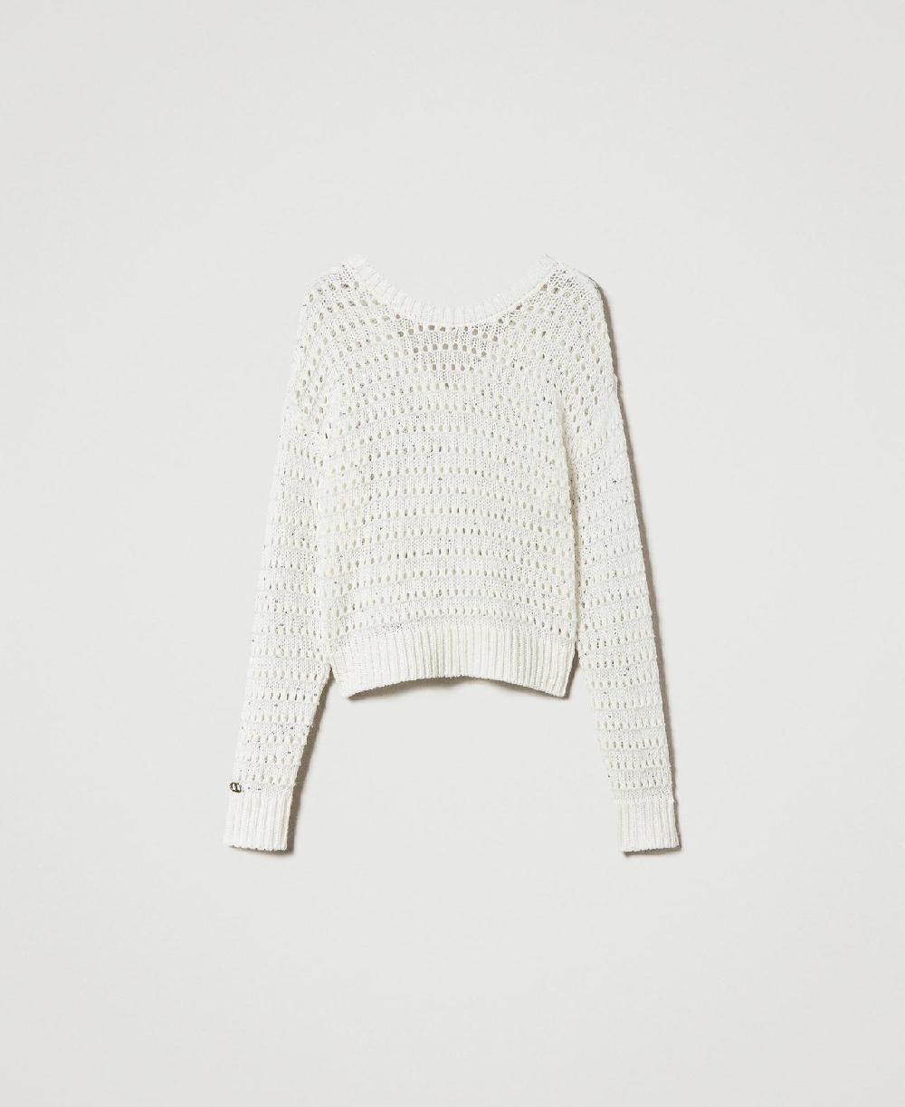 Scee by twin set Maglia traforata con paillettes