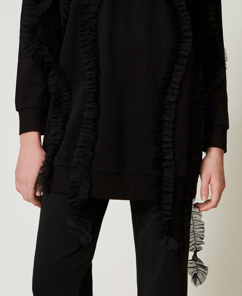 Scee By Twin Set Maxi Felpa Con Volant In Tulle