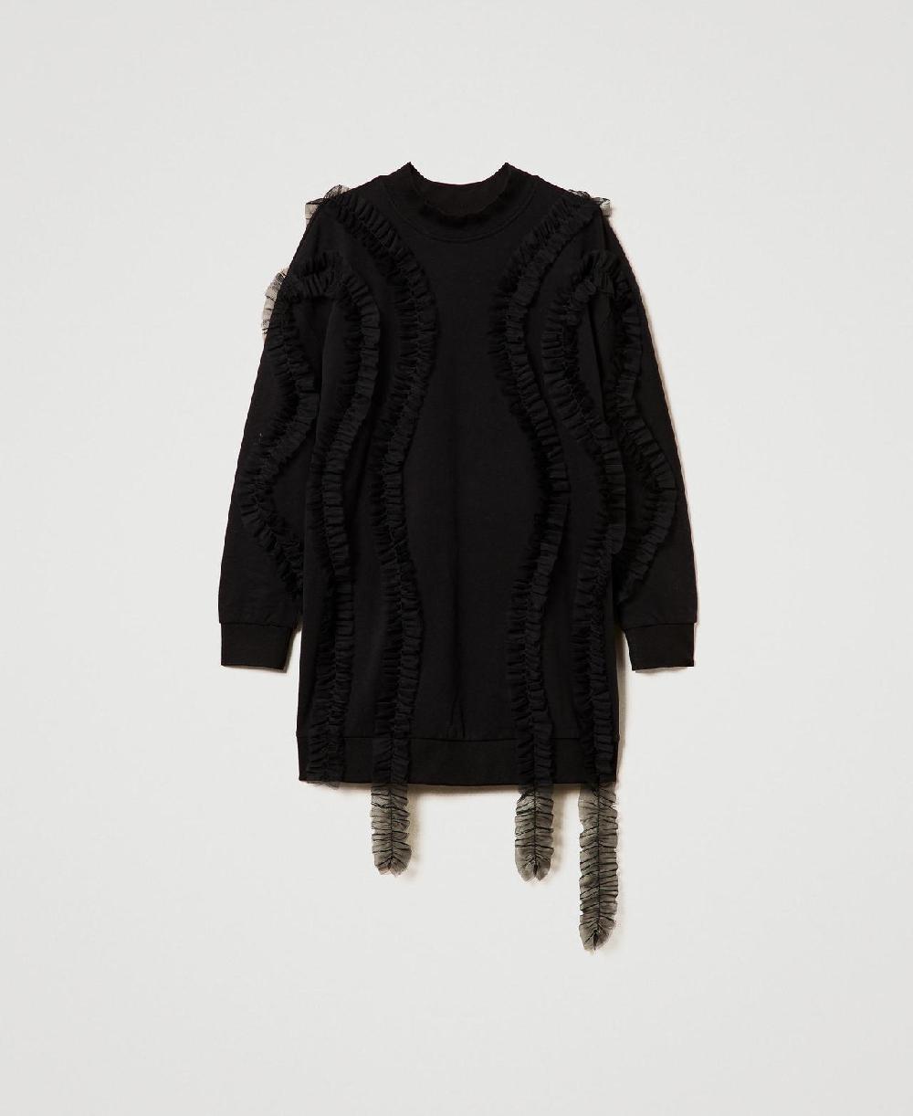 Scee by twin set Maxi felpa con volant in tulle