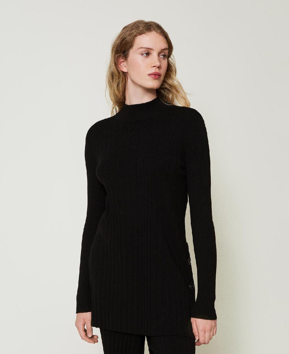 Scee By Twin Set Maxi Maglia Plissé Con Bottoni