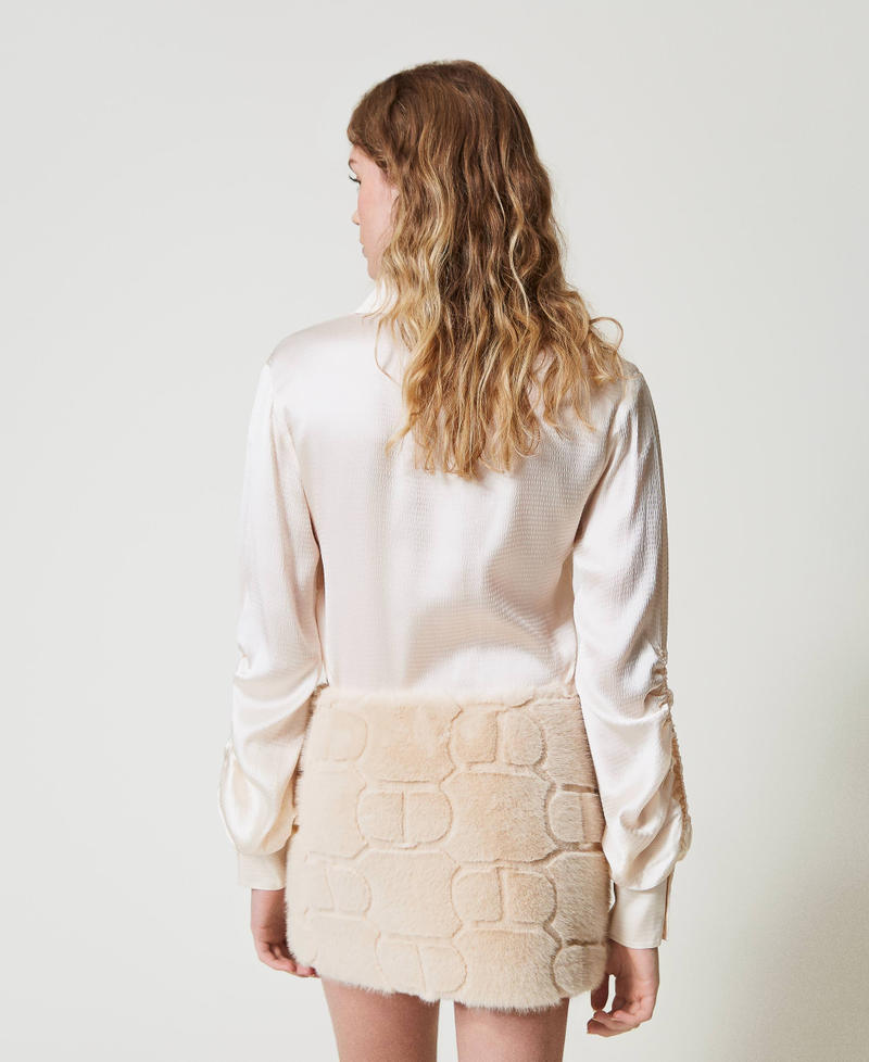 Scee By Twin Set Minigonna In Faux Fur Con Oval T