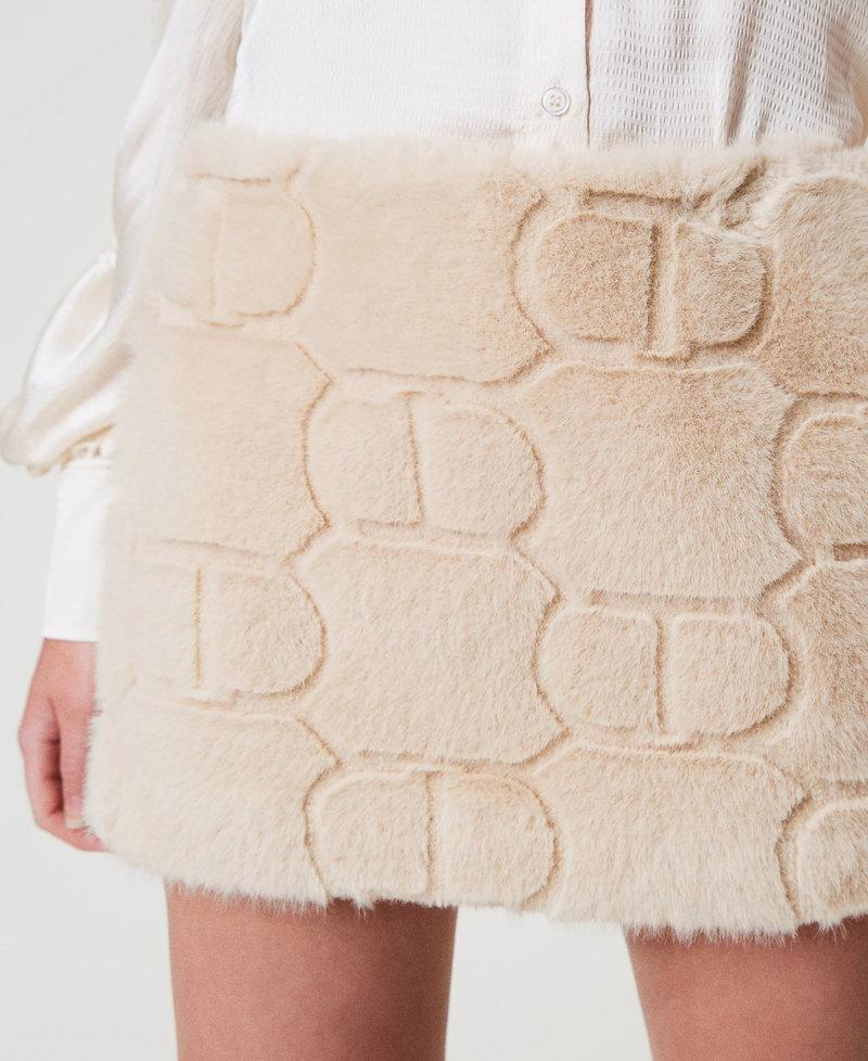 Scee By Twin Set Minigonna In Faux Fur Con Oval T