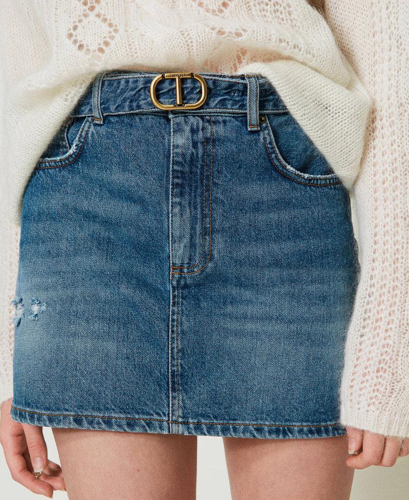 Scee By Twin Set Minigonna In Jeans Con Cintura